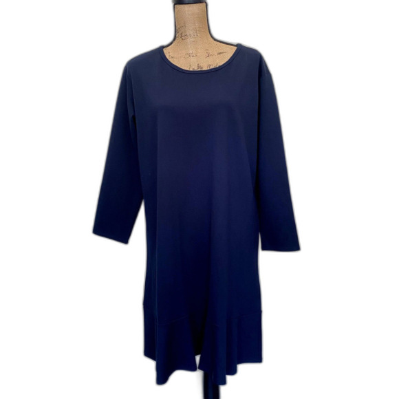 Draper James Tulip Dress Long Sleeve Ponte Knit Nassau Navy Blue Size Large - Picture 2 of 7